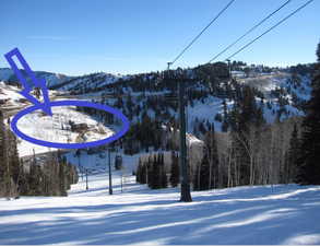 From the ski run looking back at condo location