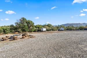 View of yard featuring a mountain view