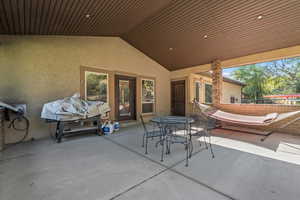 View of patio with outdoor dining space