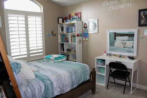 Bedroom featuring carpet floors and multiple windows