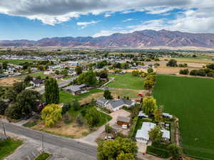 Drone / aerial view of a mountain backdrop