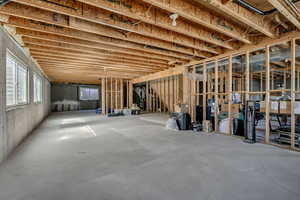 Miscellaneous room with unfinished concrete flooring