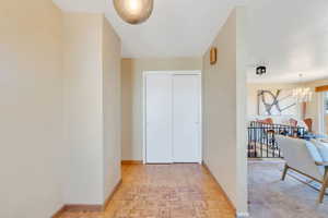 Front entry with parquet wood floor