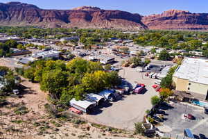 Bird's eye view of a mountain backdrop