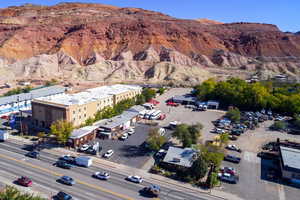 Aerial view of a mountainous background