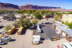 Drone / aerial view of a mountain backdrop