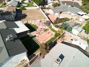 Aerial perspective of suburban area