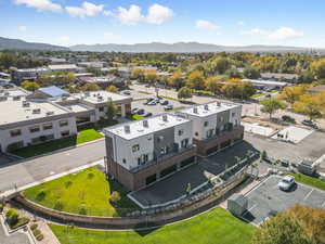 Drone / aerial view of a mountainous background