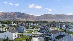 View of mountain background with nearby suburban area