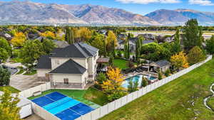 View of mountain background with nearby suburban area