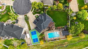 Aerial view of a pool