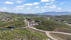 Aerial view of a mountainous background