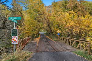 View of property's community with a wooded view