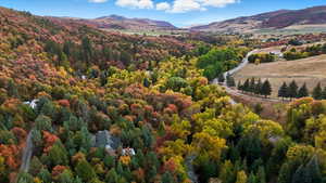 Aerial view of a mountainous background