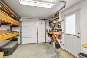 Garage with a workshop area