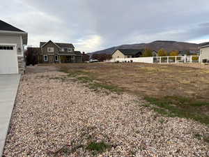 View of yard with a mountain view