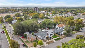 Aerial perspective of suburban area