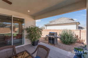 The natural gas BBQ is conveniently located right off the patio for endless meals of grilling outdoors. The large potted plants have drip lines to them so they stay alive all year and are easily maintained.