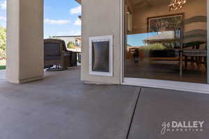 Custom built Doggy Door. This has been framed into he house and is solid and convenient for all of your furry friends to zip in and out of.