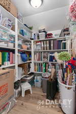 There is a large closet at the top of the stairs that is perfect for storing toys, linens, holiday decor, wrapping and crafting supplies, collectibles or anything else you want to put behind closed doors.