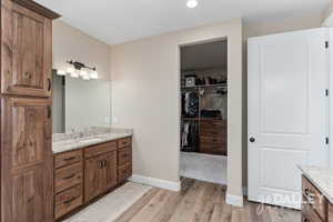 Looking into the closet from the primary bath.