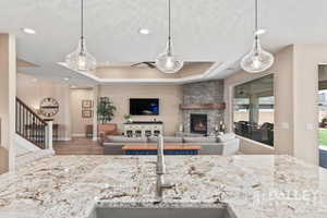 The view from the sink into the living room!