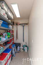 Storage closet located outside by the side yard area. Perfect for storing bikes, lawn care items or pool equipment after you add a pool!
