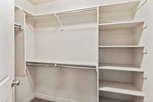 View of walk in closet in primary suite
