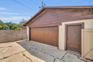 View of detached garage