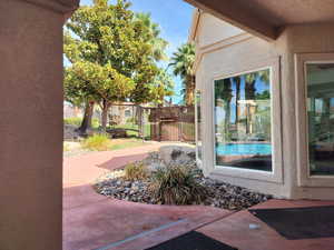 View of patio and Inside Hot Tub Nook