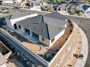 Aerial perspective of suburban area