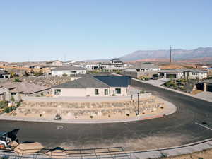 View of mountain background with nearby suburban area