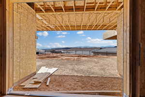 View of yard with a mountain view and a patio