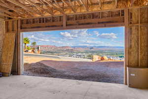 Interior space with a mountain view