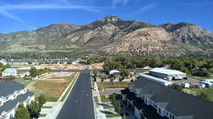View of mountain background with nearby suburban area