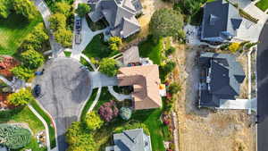 Aerial overview of property's location with nearby suburban area