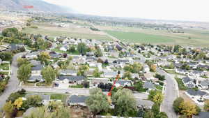 Aerial perspective of suburban area