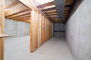 View of unfinished basement