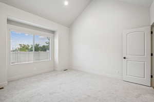 Primary bedroom with mountain views.