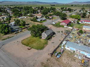 Aerial overview of property's location with mountains