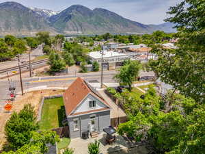 Bird's eye view of a mountain backdrop