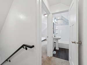 Bathroom featuring bathing tub / shower combination