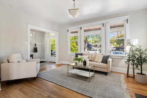 Sitting room with healthy amount of natural light and light wood-type flooring