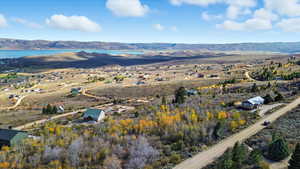 Drone / aerial view of a mountain backdrop