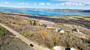 Aerial view of a large body of water