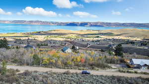 Aerial view of a mountain backdrop