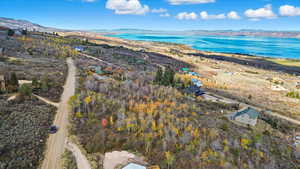 Bird's eye view of a water and mountain view