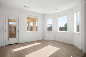 Spare room featuring light wood finished floors and plenty of natural light