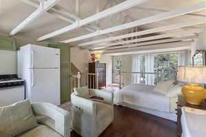 ADU Bedroom. Has its own deck in a secluded backyard.