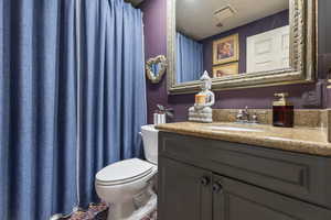 Bathroom featuring vanity and toilet